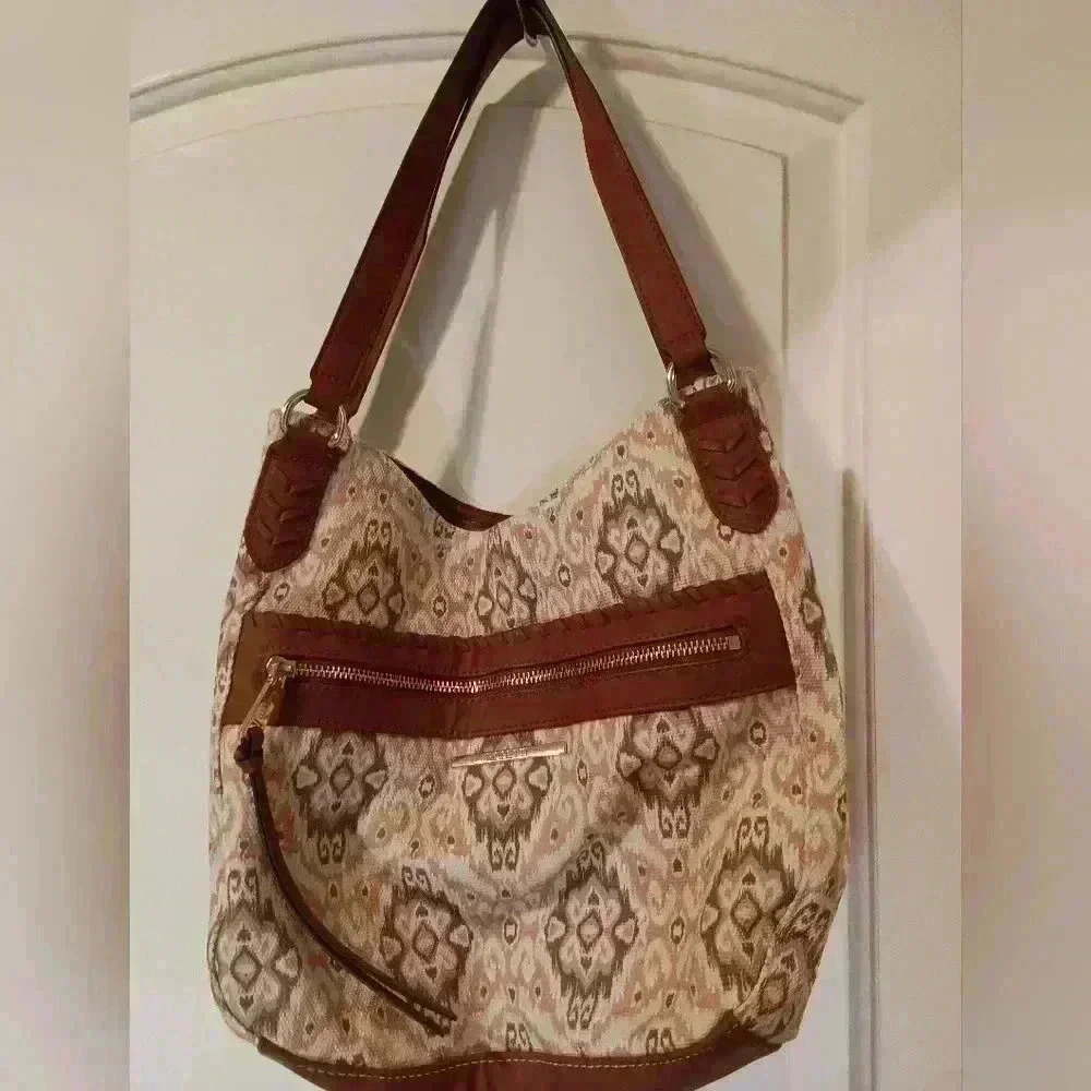 Lady's ROSETTI Brown Pink slouchy‎ South western style Crossbody Handbag purse